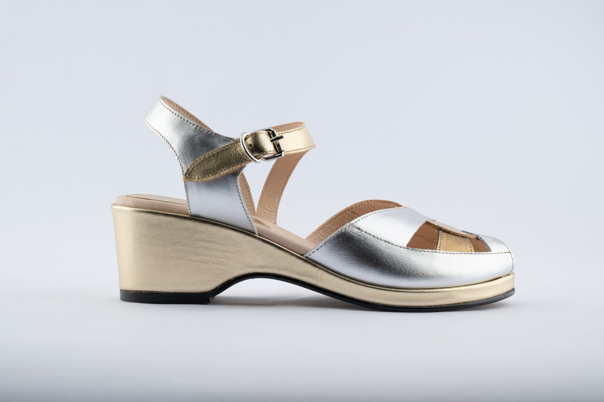 Edith  - Gold, Silver & Bronze Leather
