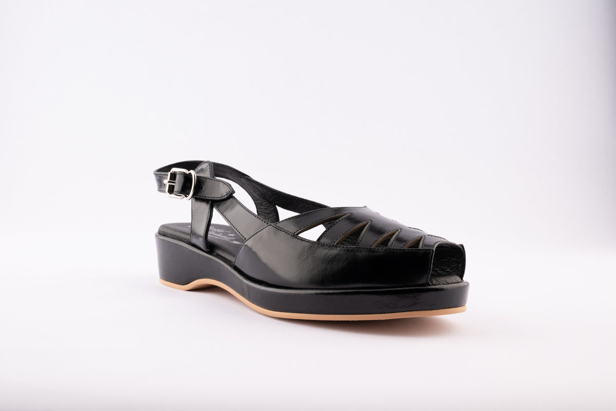 Hepburn - Shiny Black Leather
