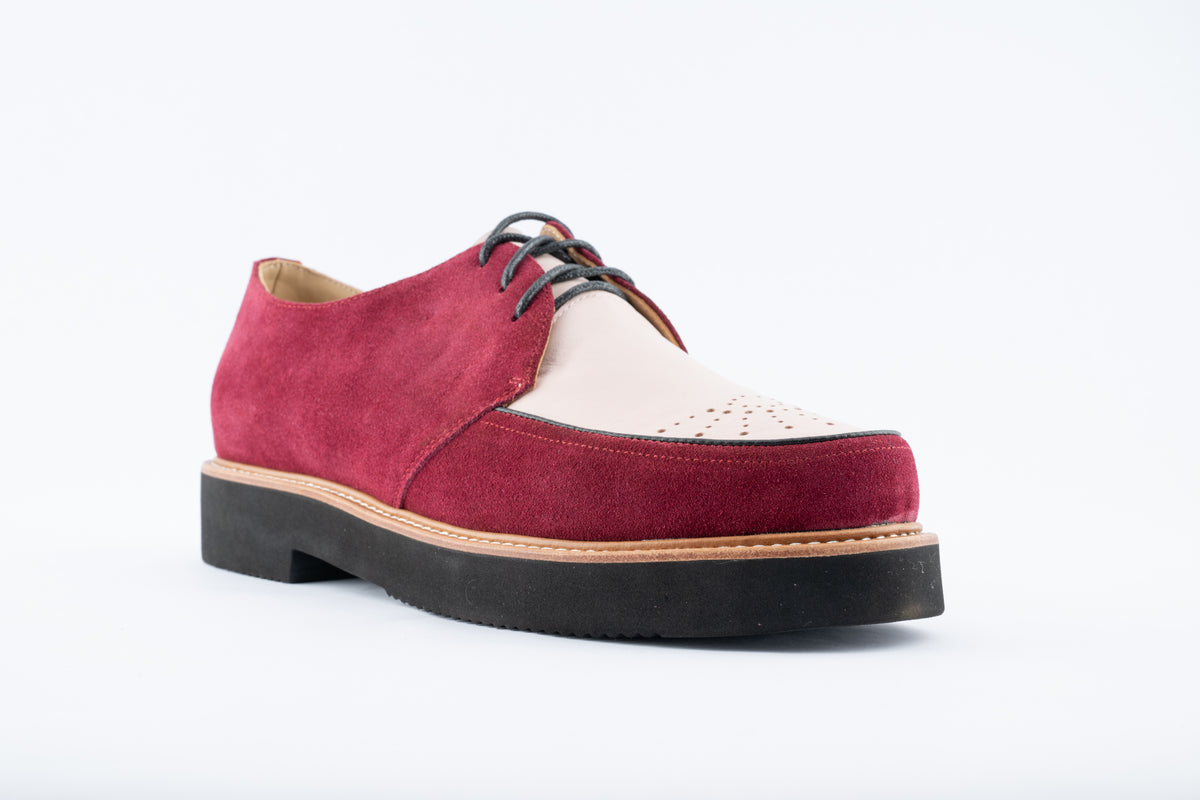 Sunburst Gibson - Burgundy Suede & Peach Leather