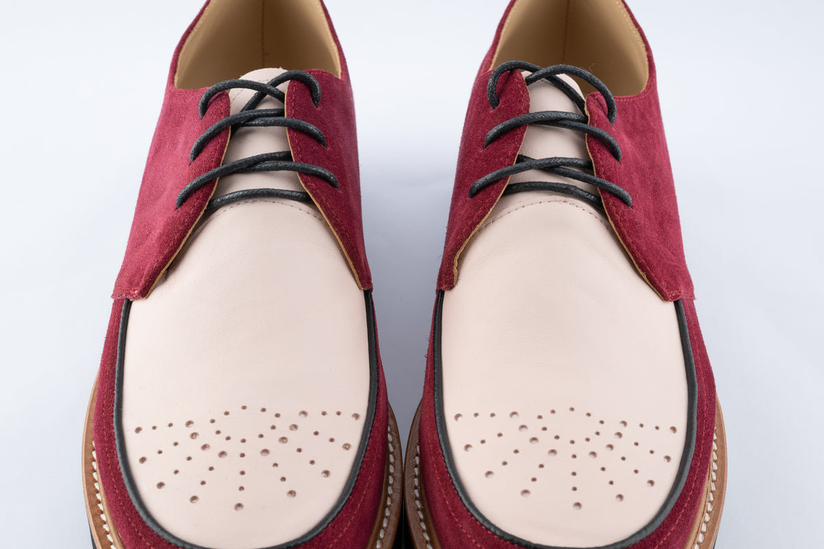 Sunburst Gibson - Burgundy Suede & Peach Leather