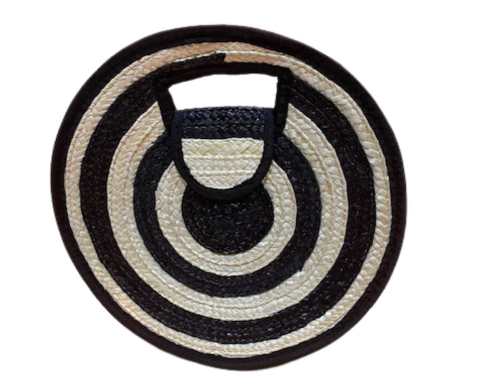 Straw Target Bag - Black & Cream