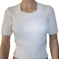 Sweetheart Neck Sweater - White