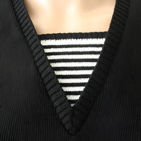 V Neck Sweater - Black & White
