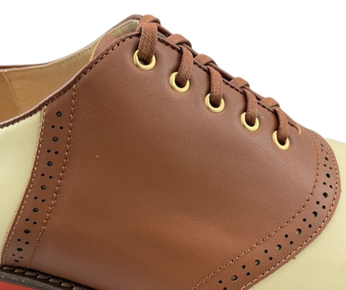 5-eyelet Saddle Shoe - Brown & Cream
