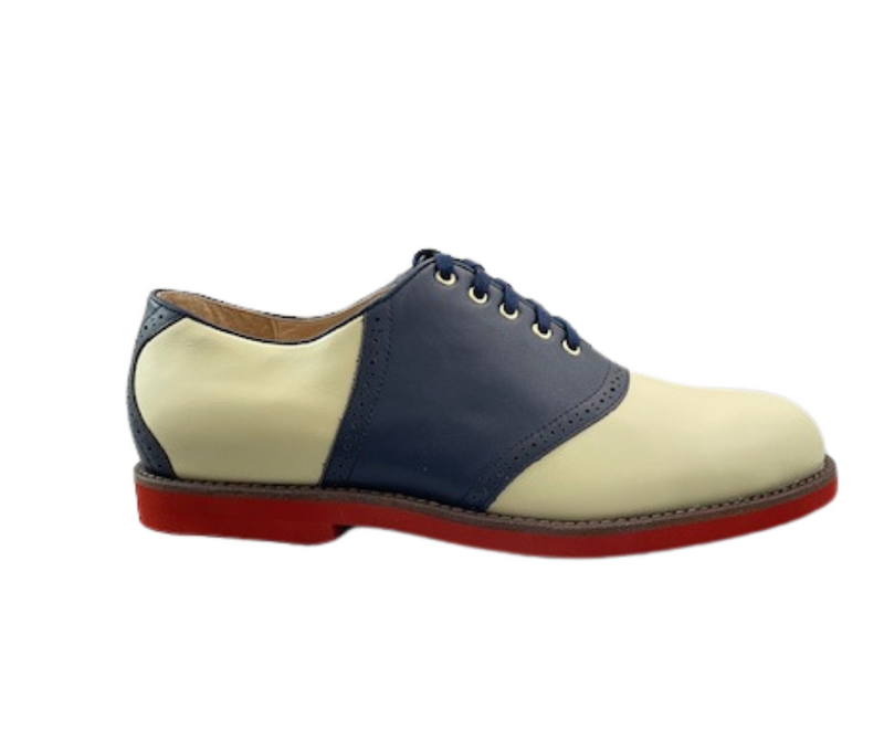 5-eyelet Saddle Shoe - Navy Blue & Cream