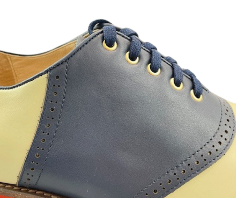 5-eyelet Saddle Shoe - Navy Blue & Cream