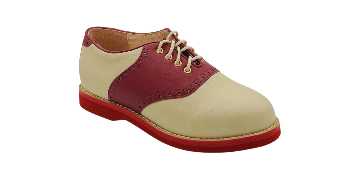 Ladies' Saddle Shoe - Burgundy and Cream