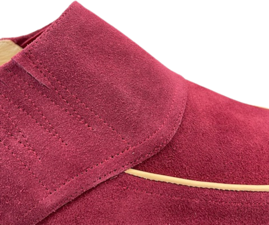 Piped Casual - Burgundy Suede